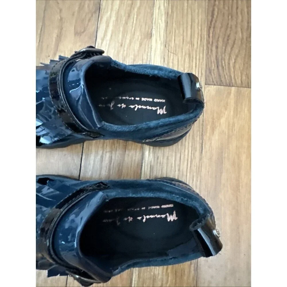 Designer Manuela DE Juan Blue Velvet/Patent Leather Shoes 27 Spain
